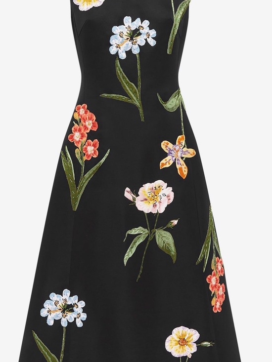 Leo Lin Dresses & Skirts - Black Floral A-Line Dress - Elegant Floral Print
